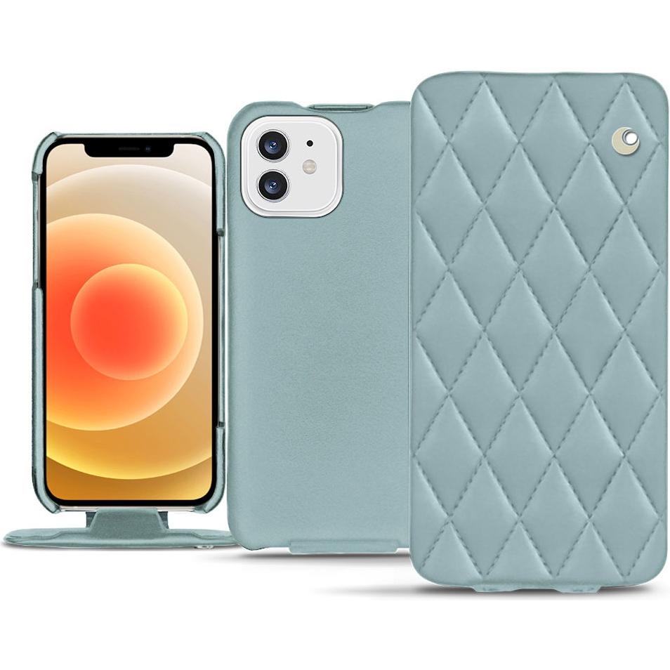 Noreve Lederschutzhülle vertikal (Apple iPhone 12), Smartphone Hülle, Blau