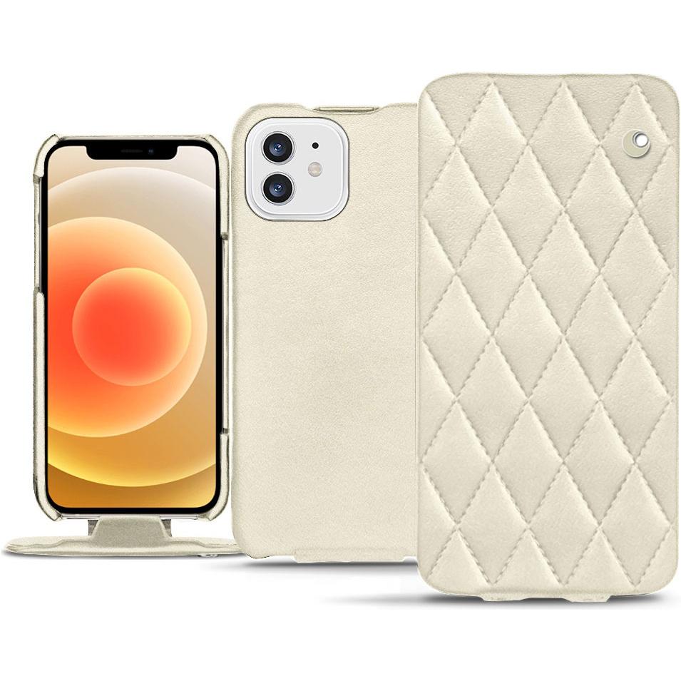 Noreve Lederschutzhülle vertikal (Apple iPhone 12), Smartphone Hülle, Weiss