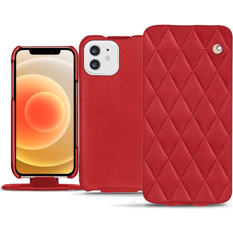 Noreve Lederschutzhülle vertikal (Apple iPhone 12), Smartphone Hülle, Rot