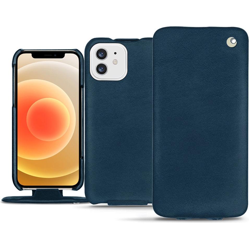 Noreve Lederschutzhülle vertikal (Apple iPhone 12), Smartphone Hülle, Blau