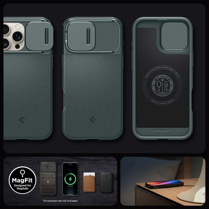 Produktbild Spigen Optik Armor Mag Magsafe Hülle für iPhone 16 Pro Max 6,9" abgrundtief grün (Apple iPhone 16 Pro Max)