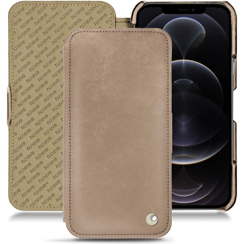 Noreve Lederschutzhülle horizontal (Apple iPhone 12 Pro), Smartphone Hülle, Beige
