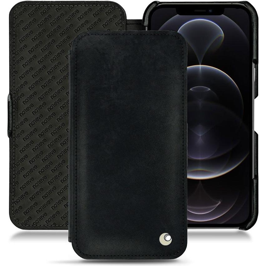 Noreve Lederschutzhülle horizontal (Apple iPhone 12 Pro), Smartphone Hülle, Schwarz