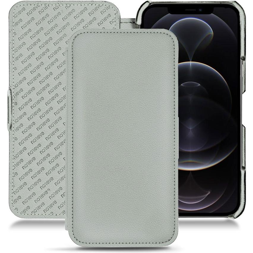 Noreve Lederschutzhülle horizontal (Apple iPhone 12 Pro), Smartphone Hülle, Grau