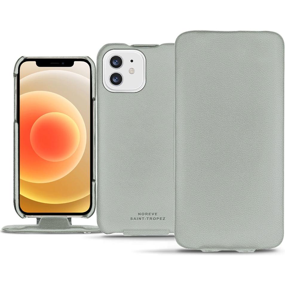 Noreve Lederschutzhülle vertikal (Apple iPhone 12), Smartphone Hülle, Grau