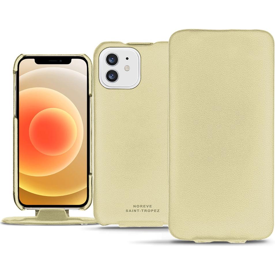 Noreve Lederschutzhülle vertikal (Apple iPhone 12), Smartphone Hülle, Beige