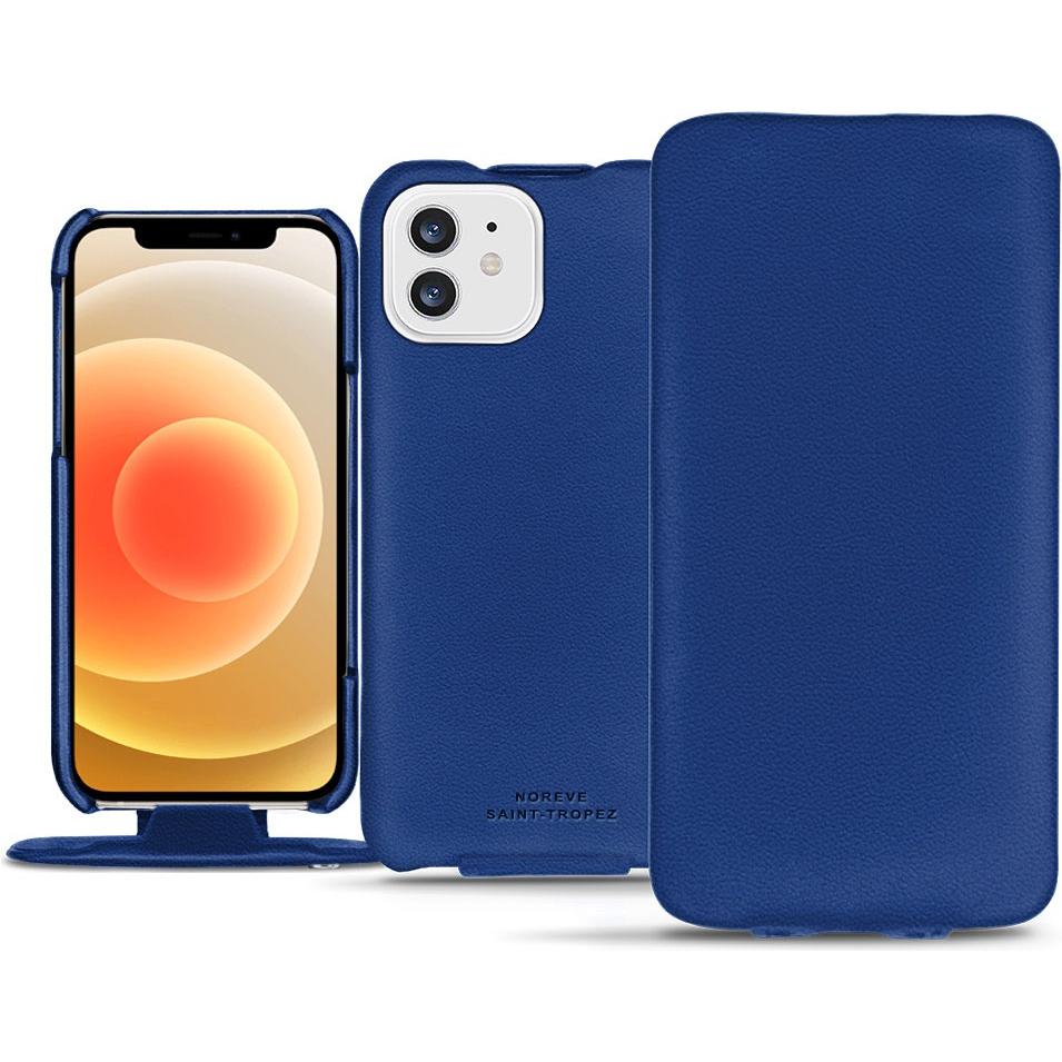 Noreve Lederschutzhülle vertikal (Apple iPhone 12), Smartphone Hülle, Blau