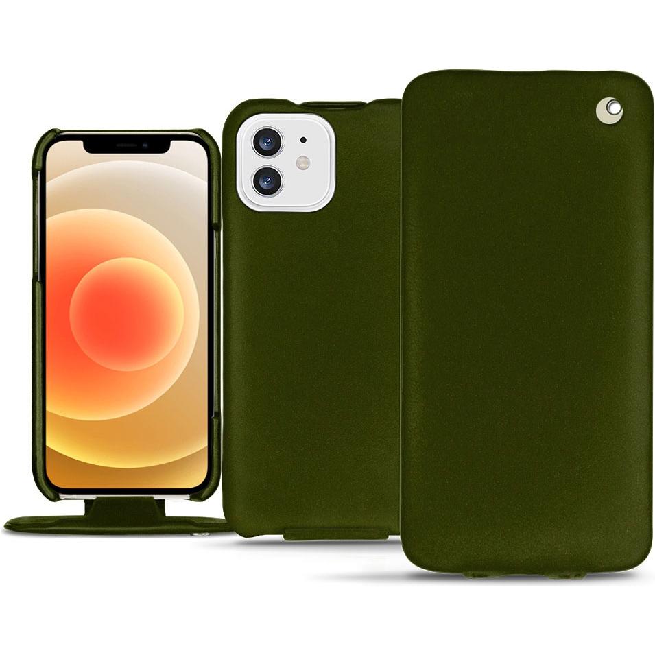 Noreve Lederschutzhülle vertikal (Apple iPhone 12), Smartphone Hülle, Grün