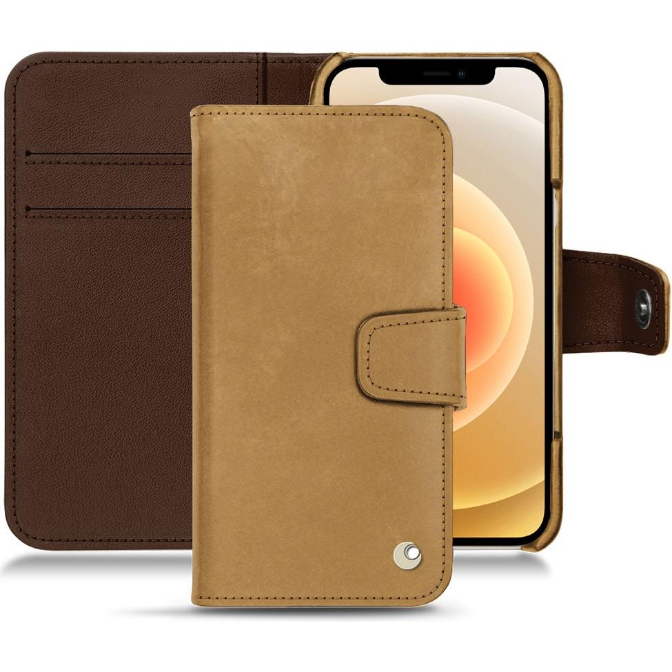 Noreve Lederschutzhülle Wallet (Apple iPhone 12), Smartphone Hülle, Braun