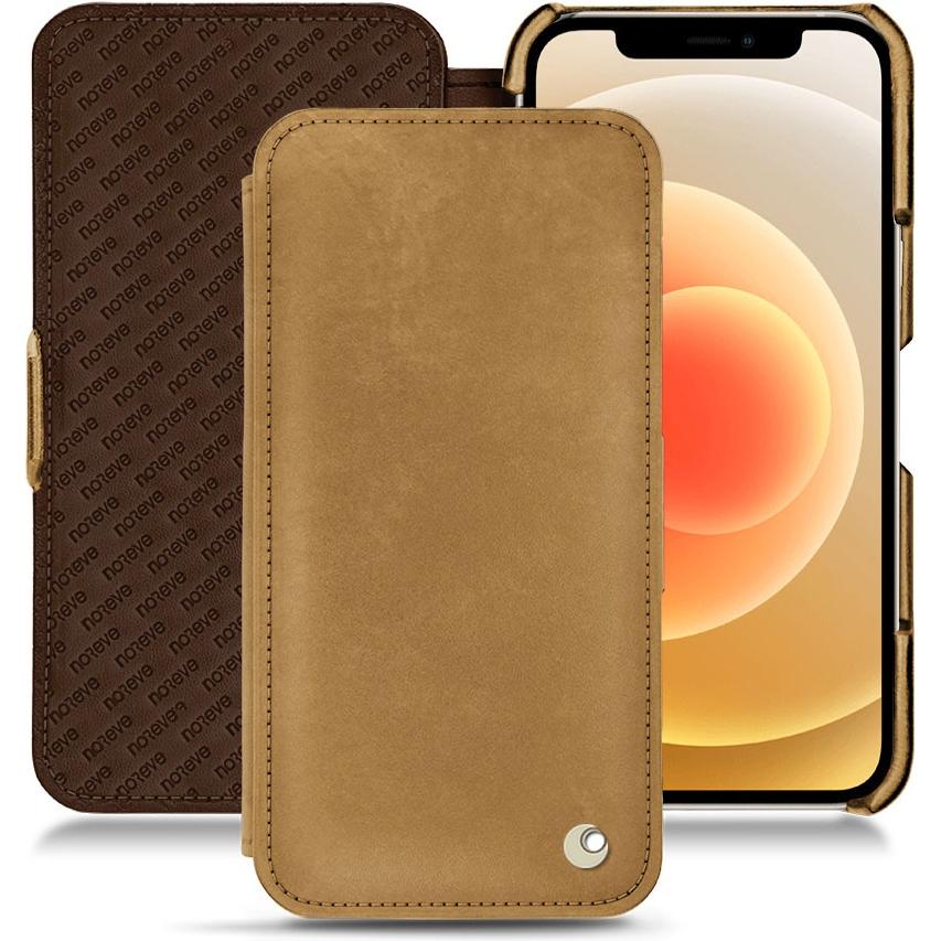 Noreve Lederschutzhülle horizontal (Apple iPhone 12), Smartphone Hülle, Braun