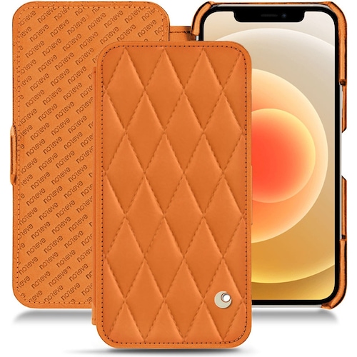 Noreve Lederschutzhülle horizontal (Apple iPhone 12), Smartphone Hülle, Orange