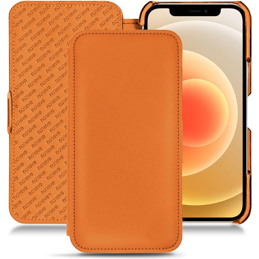 Thumbnail - Noreve Lederschutzhülle horizontal (Apple iPhone 12), Smartphone Hülle, Orange