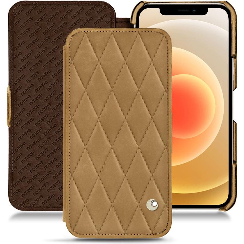 Thumbnail - Noreve Lederschutzhülle horizontal (Apple iPhone 12), Smartphone Hülle, Braun
