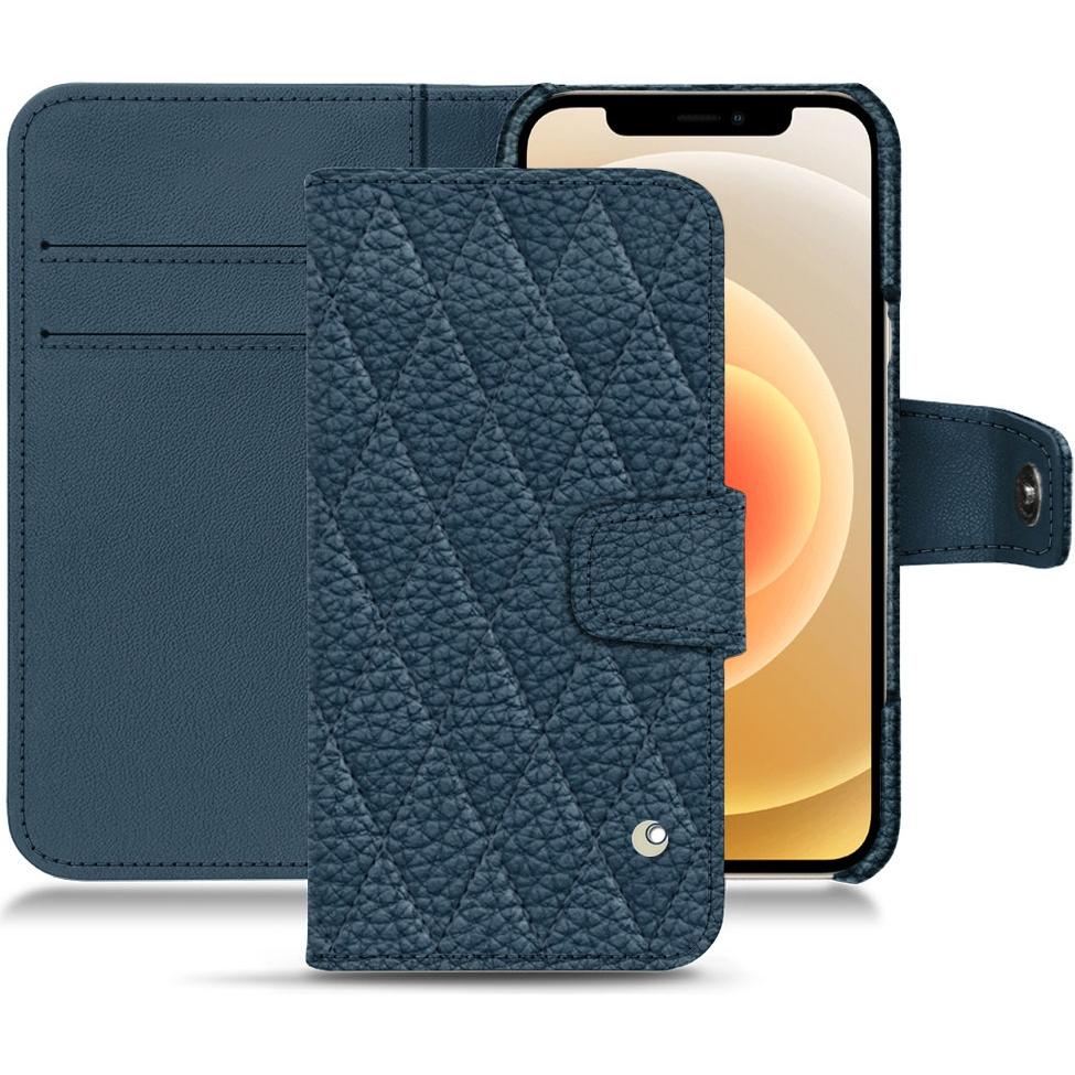 Noreve Lederschutzhülle Wallet (Apple iPhone 12), Smartphone Hülle, Blau