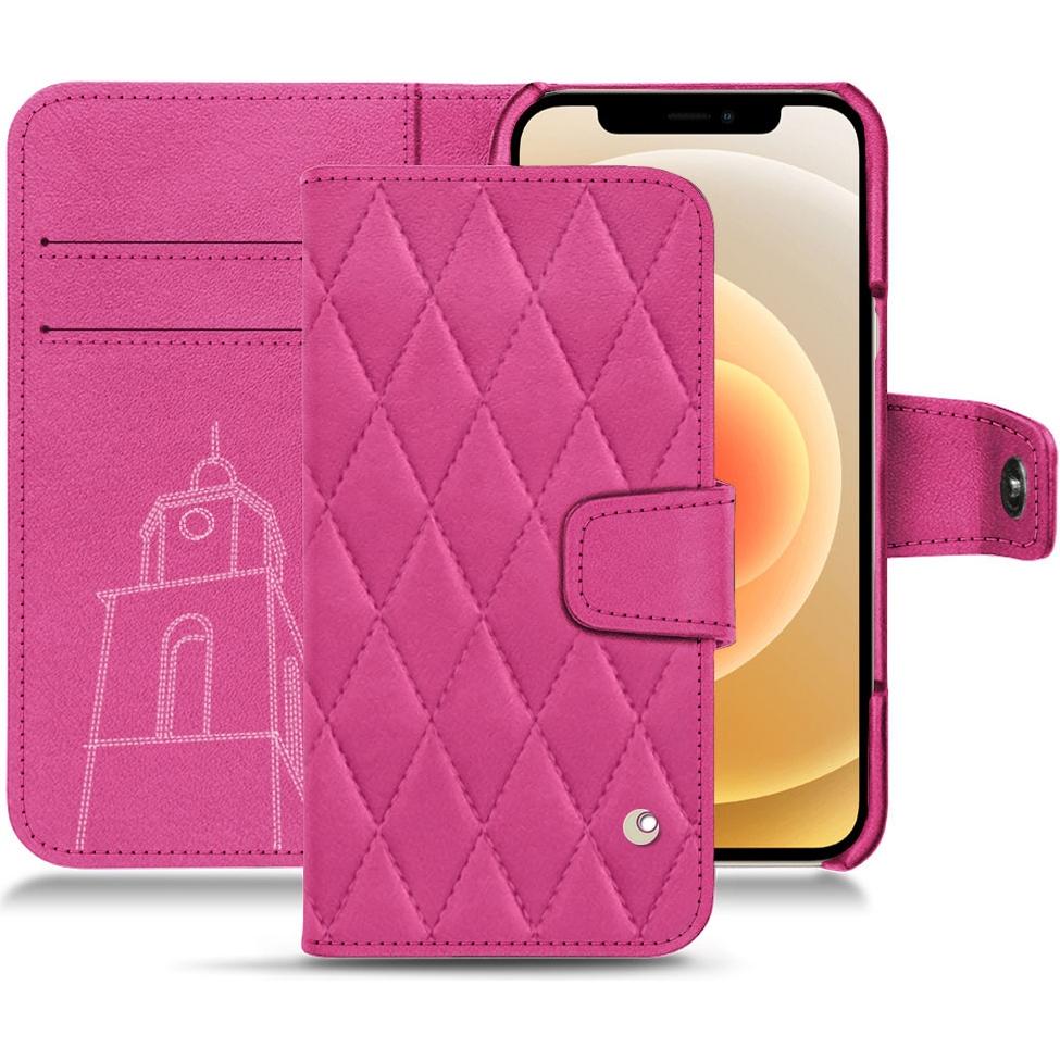 Noreve Lederschutzhülle Wallet (Apple iPhone 12), Smartphone Hülle, Rosa