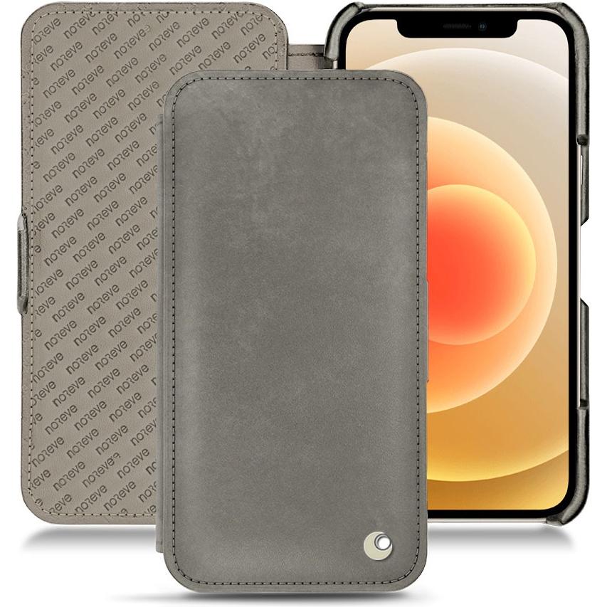Noreve Lederschutzhülle horizontal (Apple iPhone 12), Smartphone Hülle, Grau