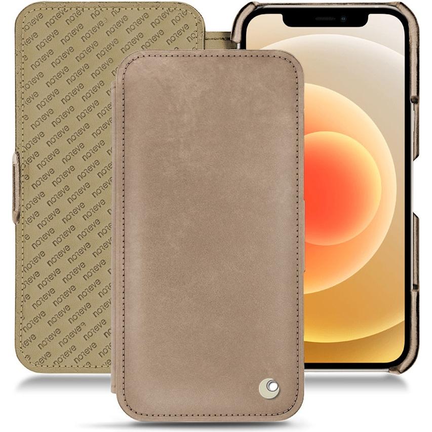 Noreve Lederschutzhülle horizontal (Apple iPhone 12), Smartphone Hülle, Beige