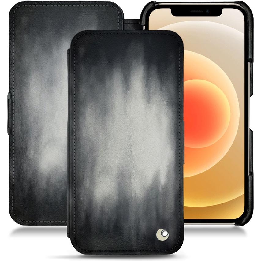 Noreve Lederschutzhülle horizontal (Apple iPhone 12), Smartphone Hülle, Grau