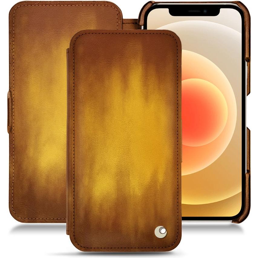 Noreve Lederschutzhülle horizontal (Apple iPhone 12), Smartphone Hülle, Gold
