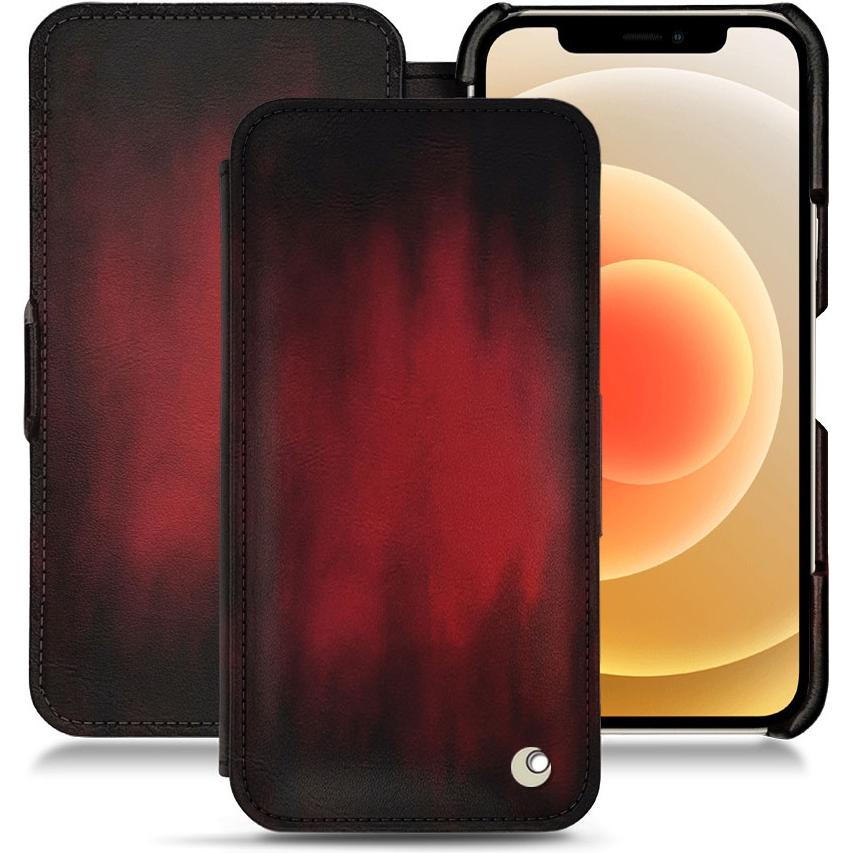 Noreve Lederschutzhülle horizontal (Apple iPhone 12), Smartphone Hülle, Rot