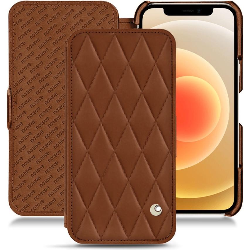 Noreve Lederschutzhülle horizontal (Apple iPhone 12), Smartphone Hülle, Braun