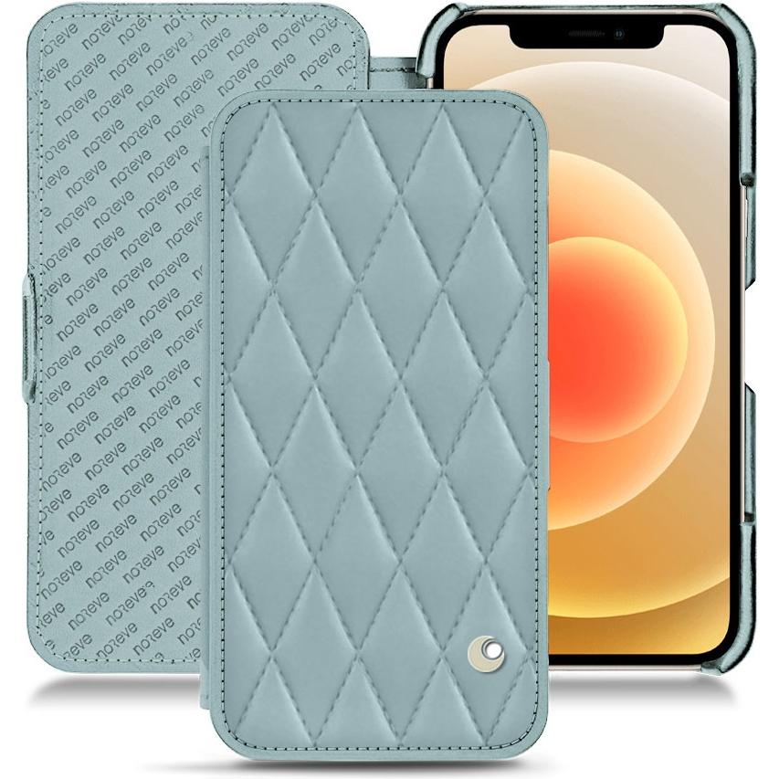 Noreve Lederschutzhülle horizontal (Apple iPhone 12), Smartphone Hülle, Blau