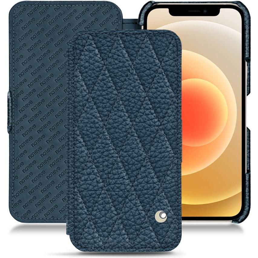 Noreve Lederschutzhülle horizontal (Apple iPhone 12), Smartphone Hülle, Blau