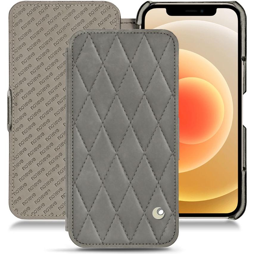 Thumbnail - Noreve Lederschutzhülle horizontal (Apple iPhone 12), Smartphone Hülle, Grau