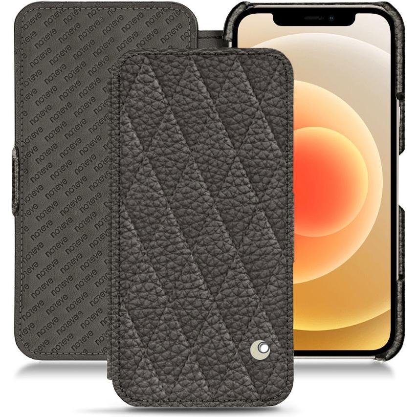 Noreve Lederschutzhülle horizontal (Apple iPhone 12), Smartphone Hülle, Grau
