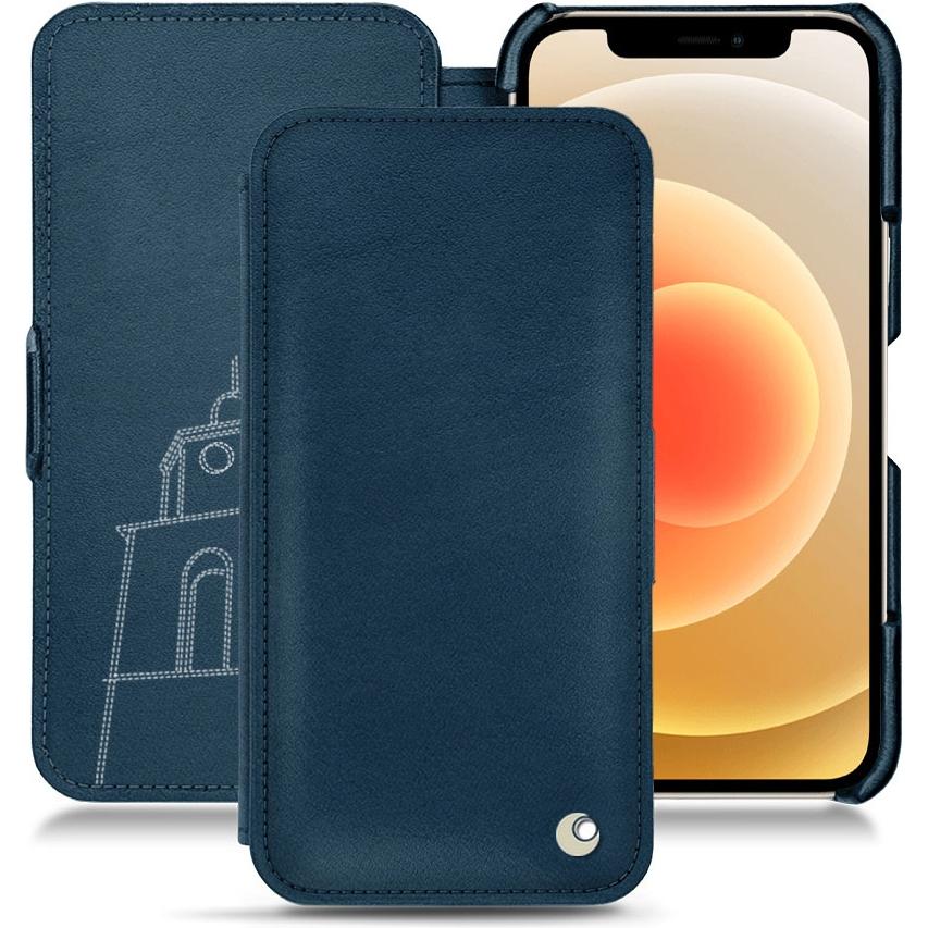 Noreve Lederschutzhülle horizontal (Apple iPhone 12), Smartphone Hülle, Blau