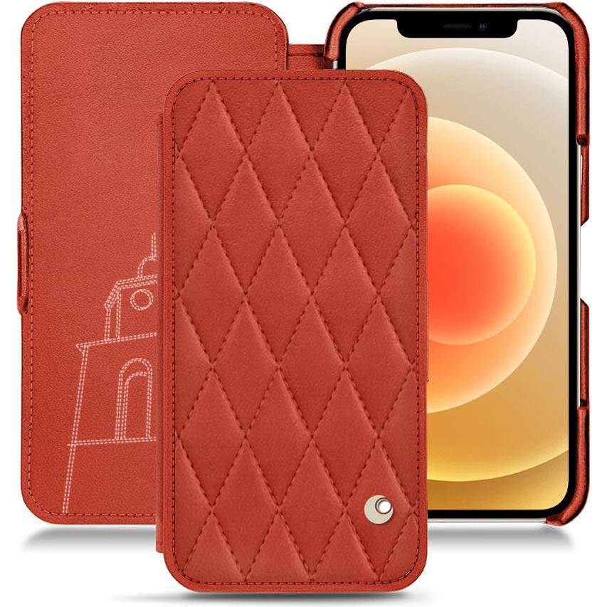 Noreve Lederschutzhülle horizontal (Apple iPhone 12), Smartphone Hülle, Orange