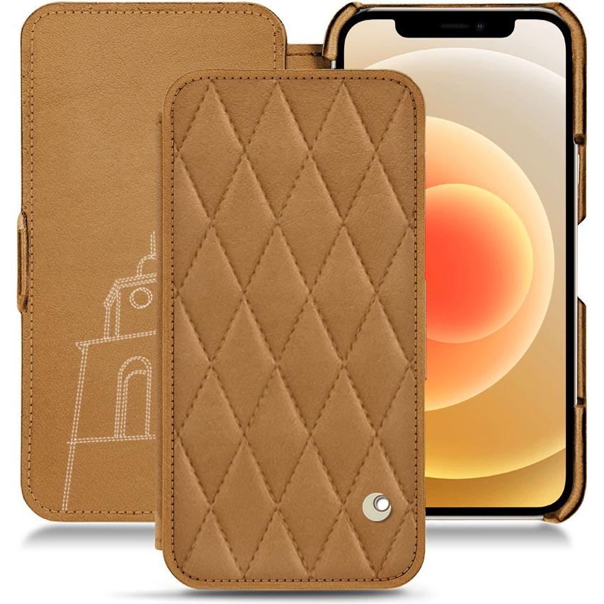 Noreve Lederschutzhülle horizontal (Apple iPhone 12), Smartphone Hülle, Braun