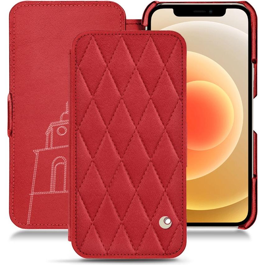 Noreve Lederschutzhülle horizontal (Apple iPhone 12), Smartphone Hülle, Rot