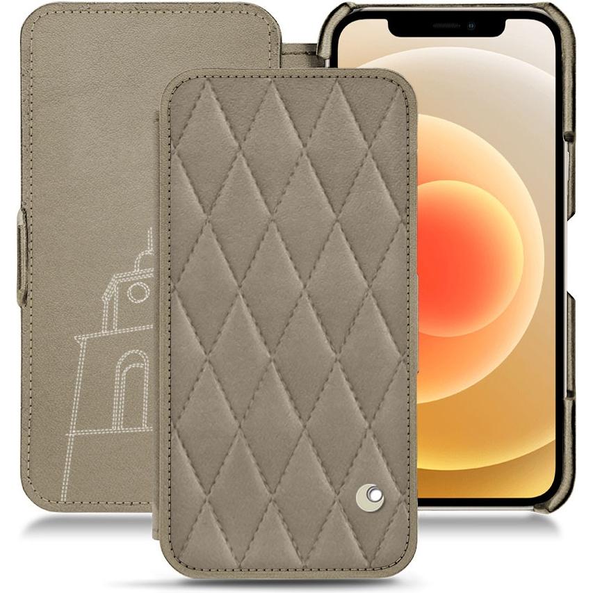 Noreve Lederschutzhülle horizontal (Apple iPhone 12), Smartphone Hülle, Beige