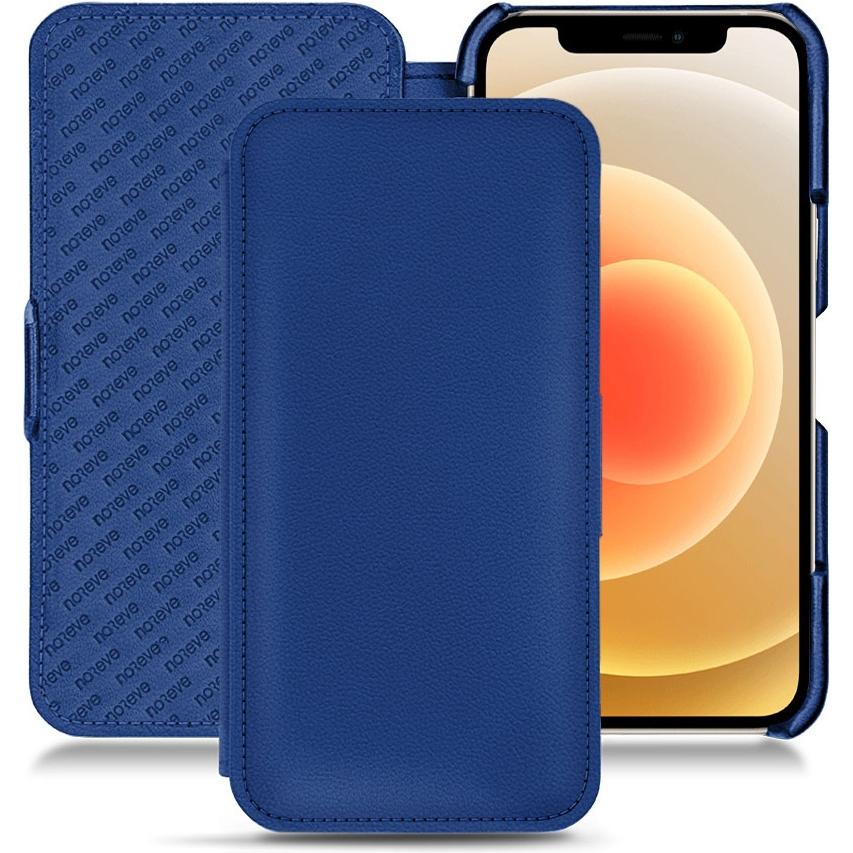 Noreve Lederschutzhülle horizontal (Apple iPhone 12), Smartphone Hülle, Blau