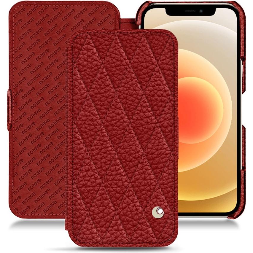 Noreve Lederschutzhülle horizontal (Apple iPhone 12), Smartphone Hülle, Rot