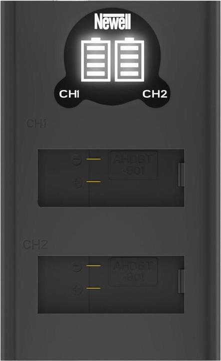 Actual product image Newell battery DL-USB-C dual channel charger for AHDBT-901 batteries (Camera battery charger)