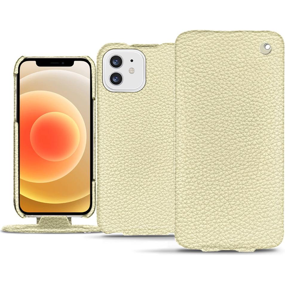 Noreve Lederschutzhülle vertikal (Apple iPhone 12 mini), Smartphone Hülle, Weiss