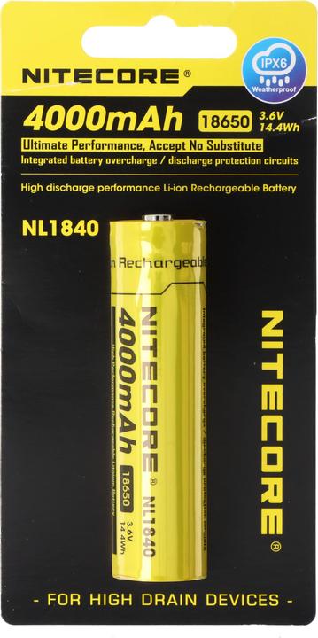 Produktbild Nitecore 18650 Li-Ion Akku, NL1840, 4000mAh, mit Schutzschaltung