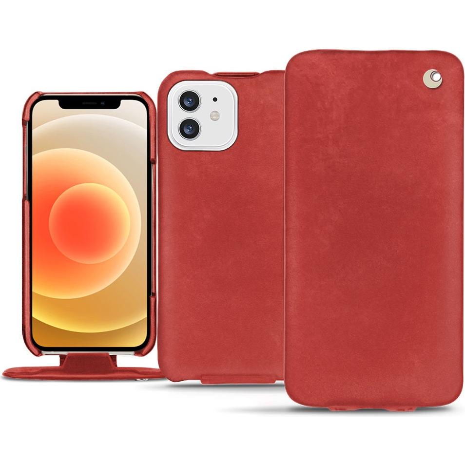 Noreve Lederschutzhülle vertikal (Apple iPhone 12 mini), Smartphone Hülle, Rot