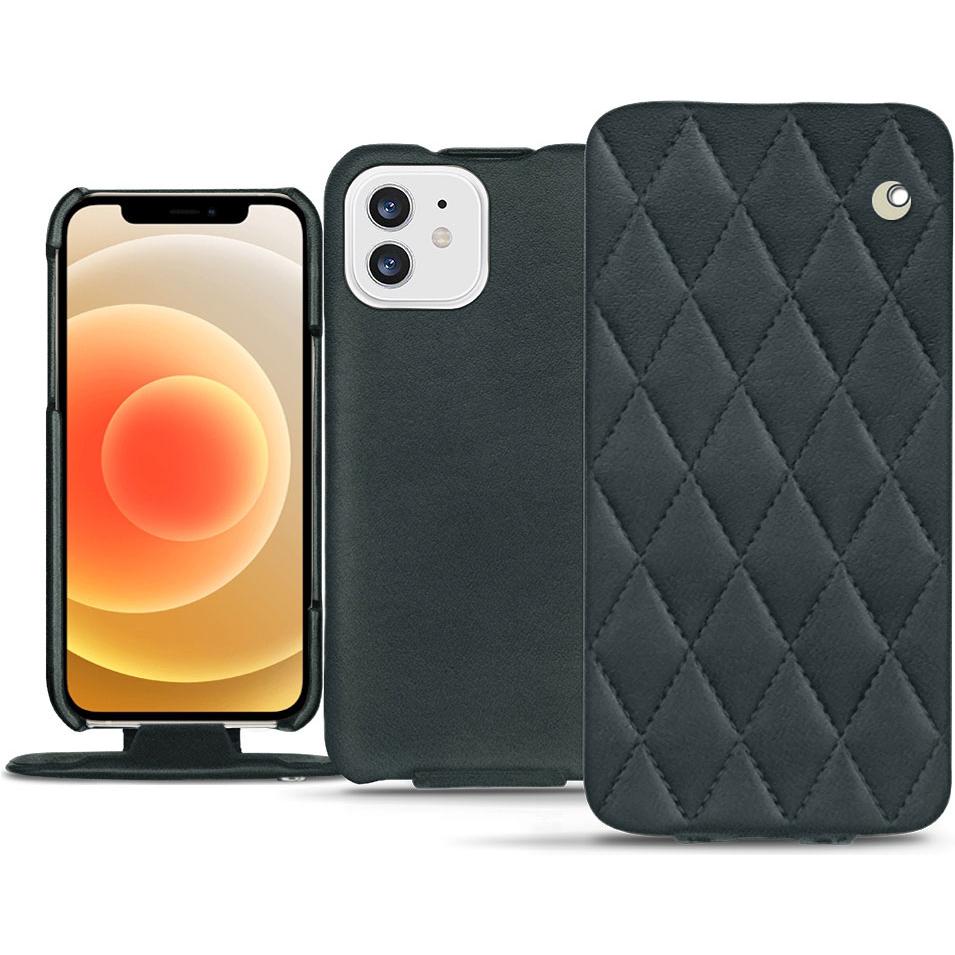 Noreve Lederschutzhülle vertikal (Apple iPhone 12 mini), Smartphone Hülle, Blau