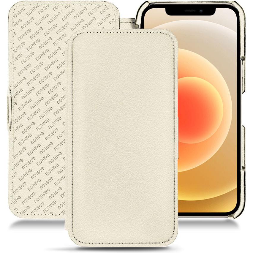 Noreve Lederschutzhülle horizontal (Apple iPhone 12 mini), Smartphone Hülle, Weiss