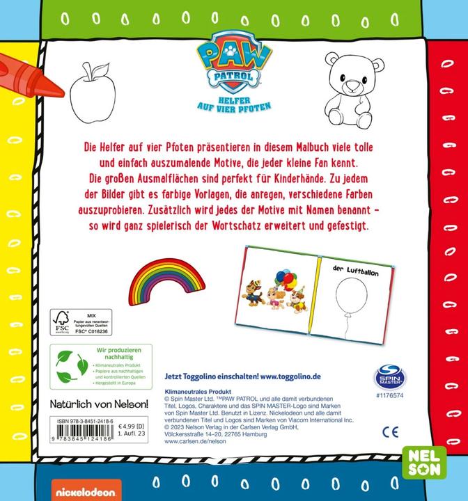 Image du produit PAW Patrol : Mon premier livre de coloriage