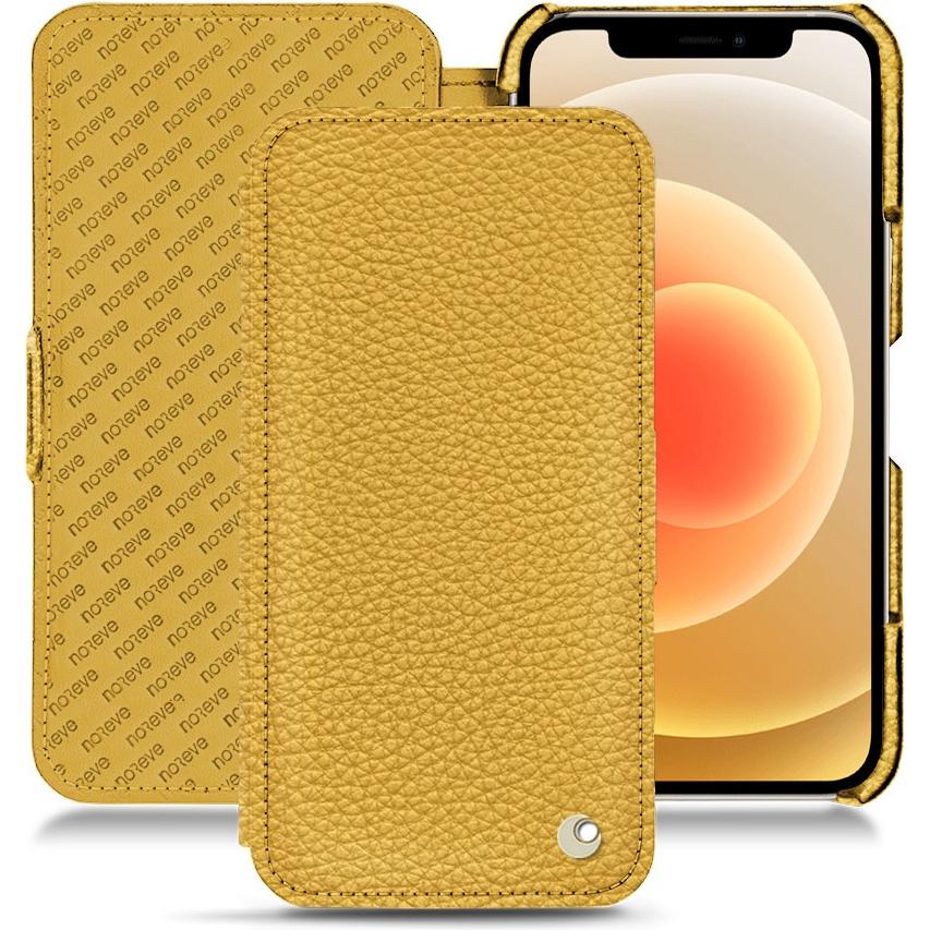 Noreve Lederschutzhülle horizontal (Apple iPhone 12 mini), Smartphone Hülle, Orange