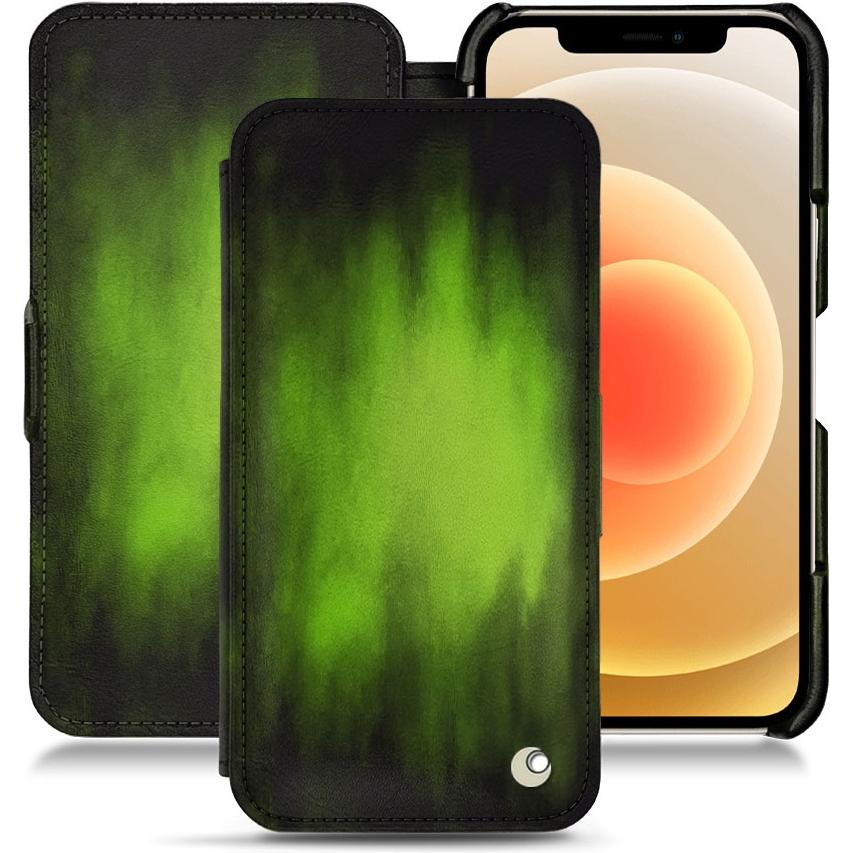 Noreve Lederschutzhülle horizontal (Apple iPhone 12 mini), Smartphone Hülle, Grün