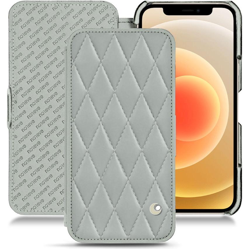 Noreve Lederschutzhülle horizontal (Apple iPhone 12 mini), Smartphone Hülle, Grau