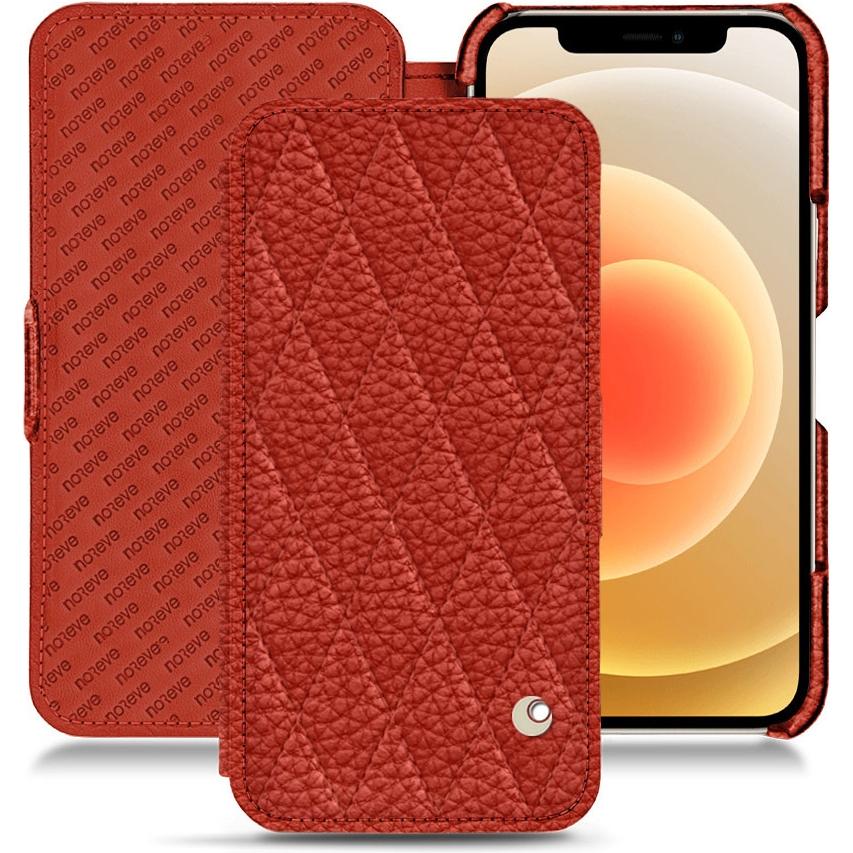 Noreve Lederschutzhülle horizontal (Apple iPhone 12 mini), Smartphone Hülle, Orange