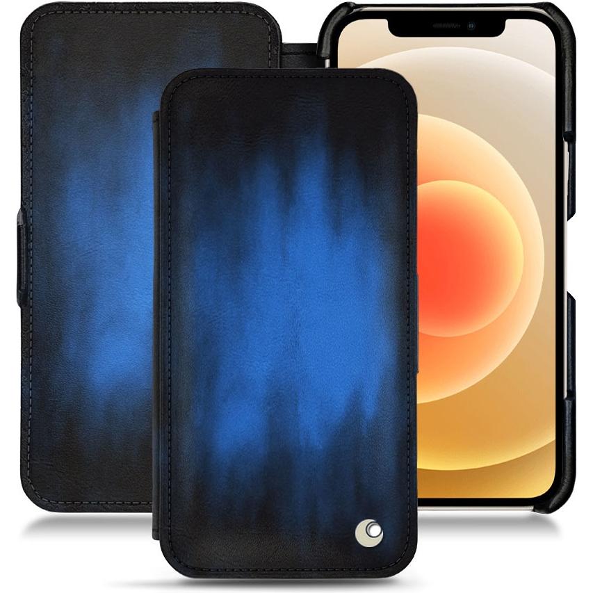 Noreve Lederschutzhülle horizontal (Apple iPhone 12 mini), Smartphone Hülle, Blau