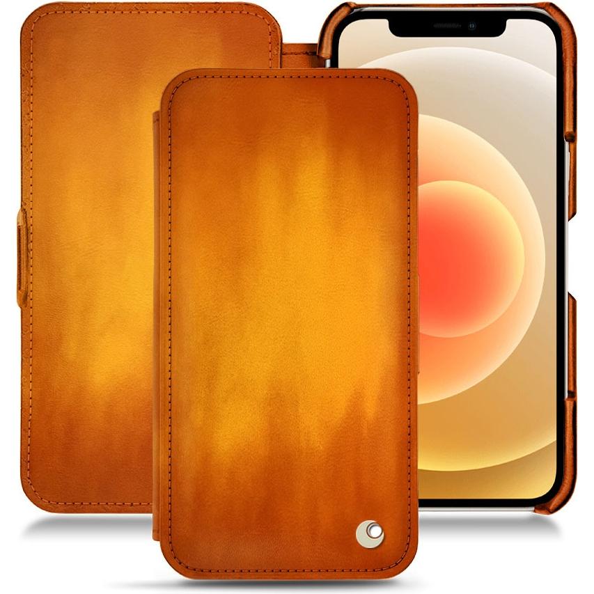Noreve Lederschutzhülle horizontal (Apple iPhone 12 mini), Smartphone Hülle, Orange