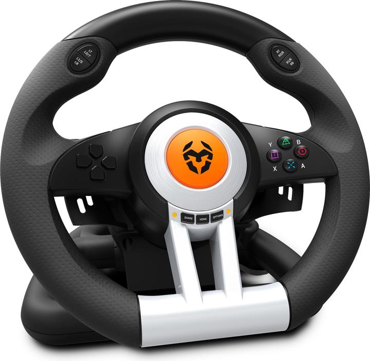 Produktbild Krom K-Wheel Schwarz USB Lenkrad + Pedale Analog / Digital PlayStation 4 (PS4, Playstation Classic, PS3, Xbox One S)